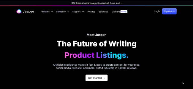 website for the AI content writing tool Jasper